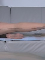 Larissa`s legs and foot tease in seamed nude nylons