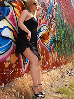 Pantyhoseangel.com ~Where Pantyhose Dreams Come True~ Outdoor with angel in sheer "Nora" Pantyhose